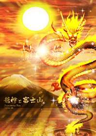 Rising luck Dragon God and Mt.Fuji