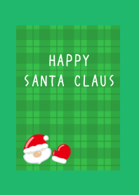 HAPPY SANTA CLAUSj-GR CHECKERED-GREEN-WH