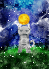 Cat and moon and thread
