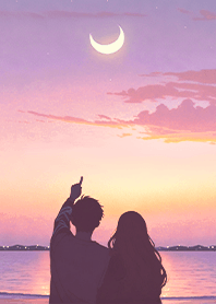 絕美情人節-夕陽下的微笑月亮1.4 浪漫紫色