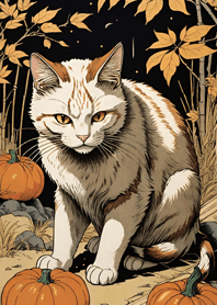 Ukiyo-e - Halloween cat 09403A