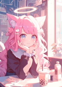 可愛貓娘喝飲料 6