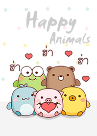 Happy Animals in white