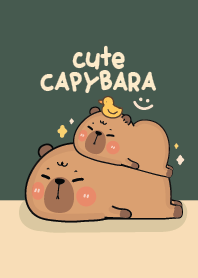 Capybara Cute : Mid Night Green