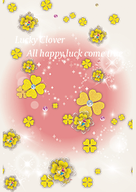 Beige Pink / Good luck! Four leaf clover