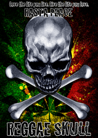 Rasta peace reggae skull 2