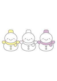 黄色白紫：3人雪だるま着せかえ