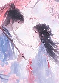 ⭐櫻雪紛飛的傘下古風情侶❤️