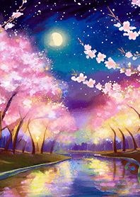 Beautiful night cherry blossoms#1932