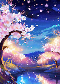 Beautiful night cherry blossoms#991
