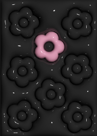 ぷっくりデイジー柄2[ブラック&ピンク]