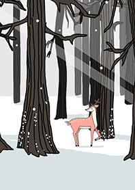 Winter Forest and Deer, light and shadow