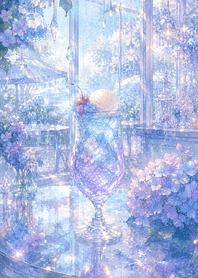 綠色 雨滴紫陽花玻璃咖啡館
