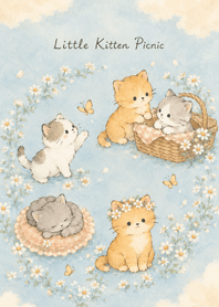 Kittens and a Small Flower