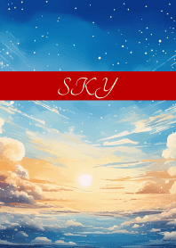 Divine Sky on red & beige