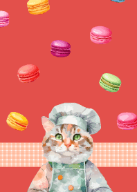 Cat Pastry Chef  red
