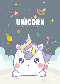 Unicorns Kawaii Gray