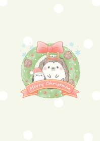 Hedgehog and Shimaenaga -Xmas- green 2
