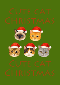 可愛貓咪聖誕節-橄欖色