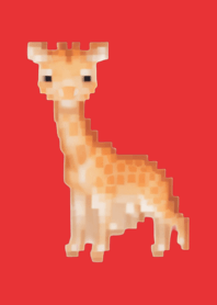 长颈鹿像素艺术主题红色04