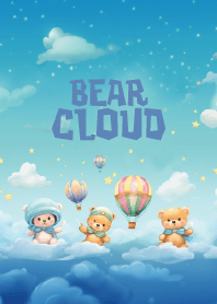 cute bears are playing in the cloud