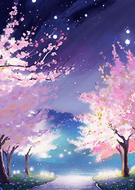 Beautiful night cherry blossoms#2225