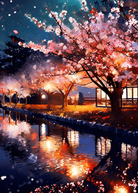 Beautiful night cherry blossoms#999
