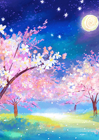 Beautiful night cherry blossoms#158