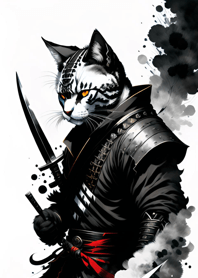 Ink wash cat samurai da1dCd