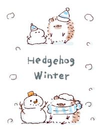 簡單的 刺猬 冬天 白色 藍色