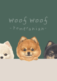 Woof Woof -Pomeranian- DUSTY DARK GREEN