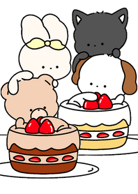 ケーキ(うさぎといぬとくまとねこ)