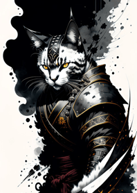 Ink wash cat samurai 0F6a0A