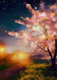 Beautiful night cherry blossoms#2633