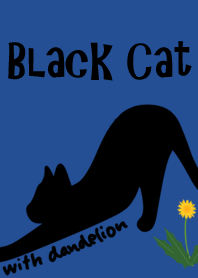 black cat with dandelion