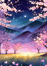 Beautiful night cherry blossoms#988