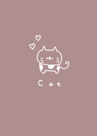 Dull pink and line drawing cat.