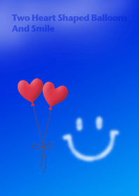 2つのハートの風船とスマイル