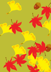 秋の紅葉と銀杏