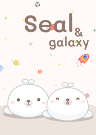 Happy seal on galaxy