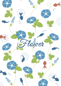 Flower 011-2 (Morning glory/Navy Blue/W)