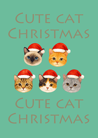 可愛貓咪聖誕節-薄荷色