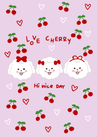 Dog love cherry minimal purple cute