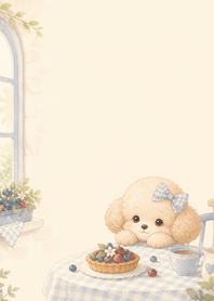 Cream Poodle Berry Tart Window