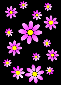 ピンクの花模様 [ 黒背景 ] var. 2