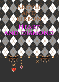 Argyle and ribbon<Heart and diamond>