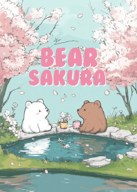 lovely bear in sakura garden