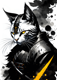 Ink wash cat samurai D88AA1