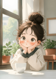 可愛的女孩和咖啡V.34