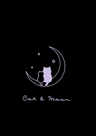 Pair Cats & Moon- black purple.